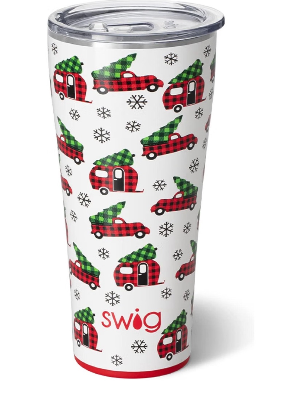 Swig Life Holiday Plaid Camper Travel Tumbler - White/Red 32 oz